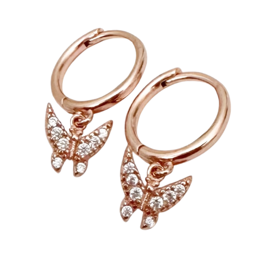 The Orange Butterfly Huggie Earrings - Blush & Co.
