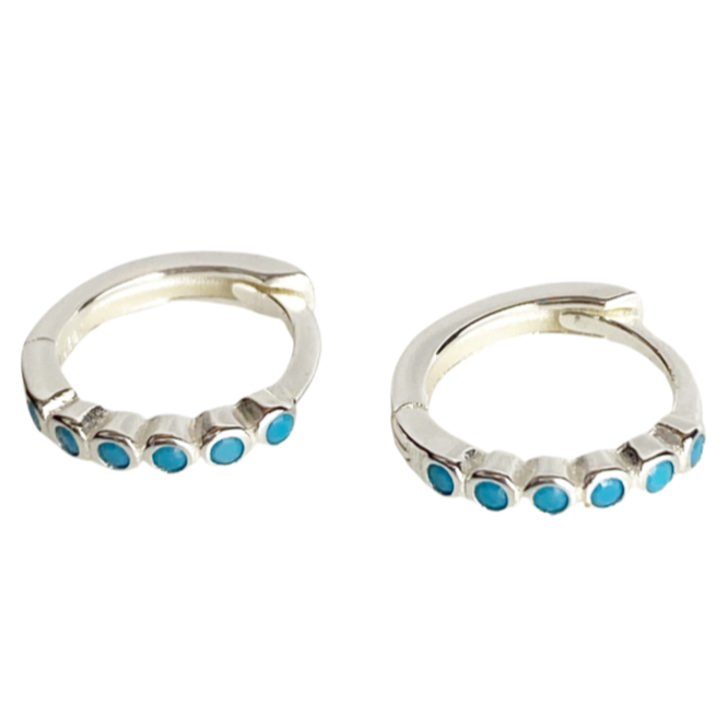Shai Turquoise Silver Huggie Earrings - Blush & Co.