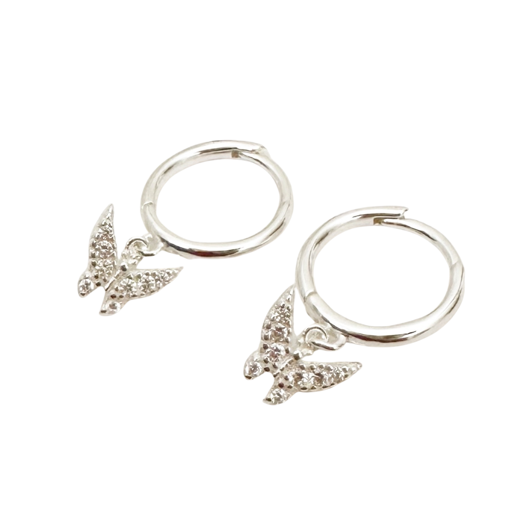The Orange Butterfly Huggie Earrings - Blush & Co.