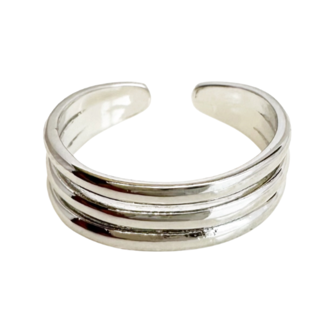 Three Band Silver Toe Ring - Blush & Co. Rose Gold Jewellery Australia